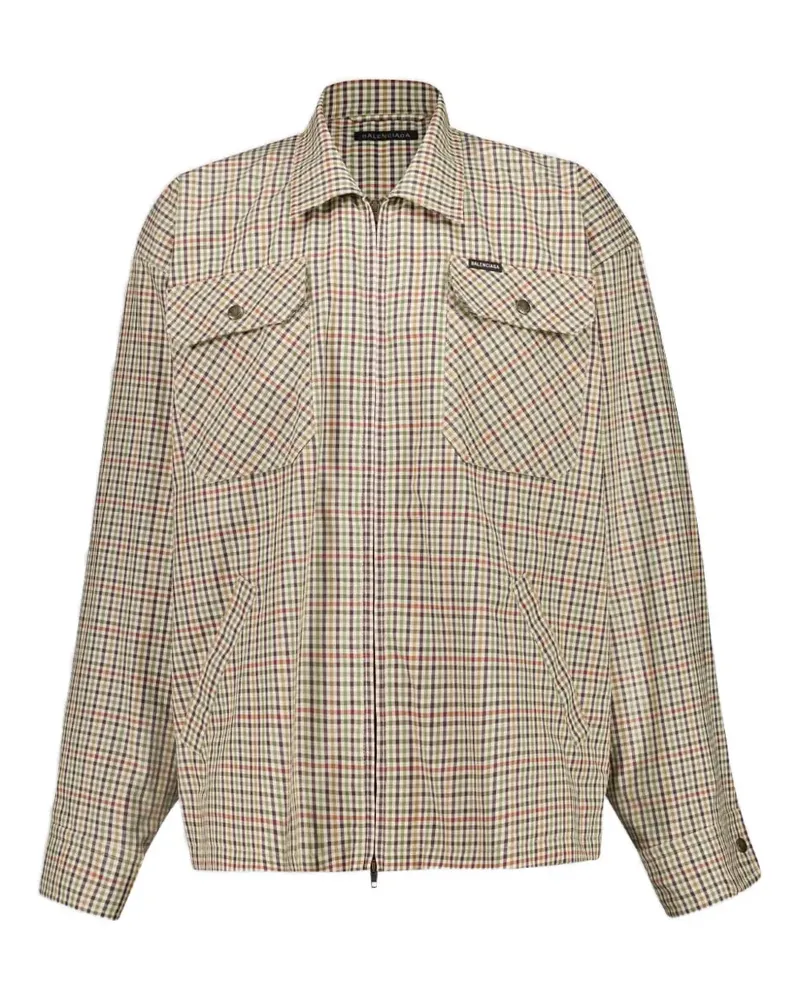 Balenciaga Karierte Hemdjacke mit Reißverschluss - Grün Grün