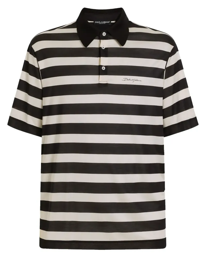 Dolce & Gabbana Gestreiftes Poloshirt - Weiß Weiß
