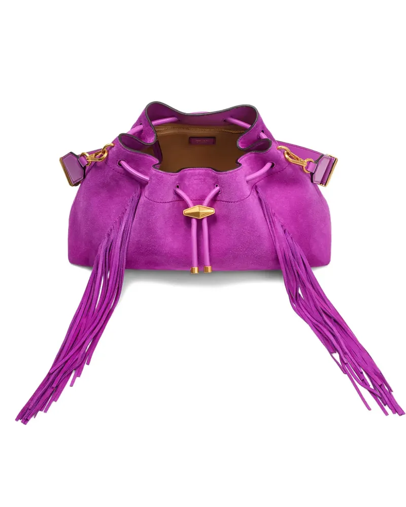 Jimmy Choo Cinch M fringed braide- handle shoulder bag - Violett Violett