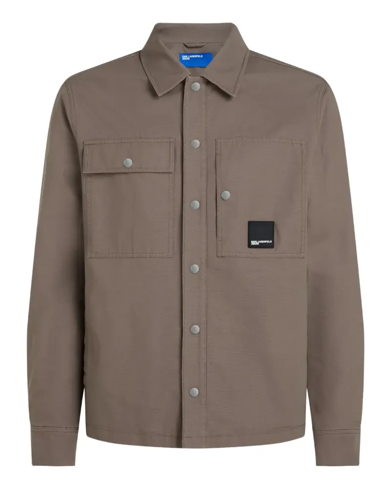 Karl Lagerfeld logo-patch shirt jacket - Braun Braun