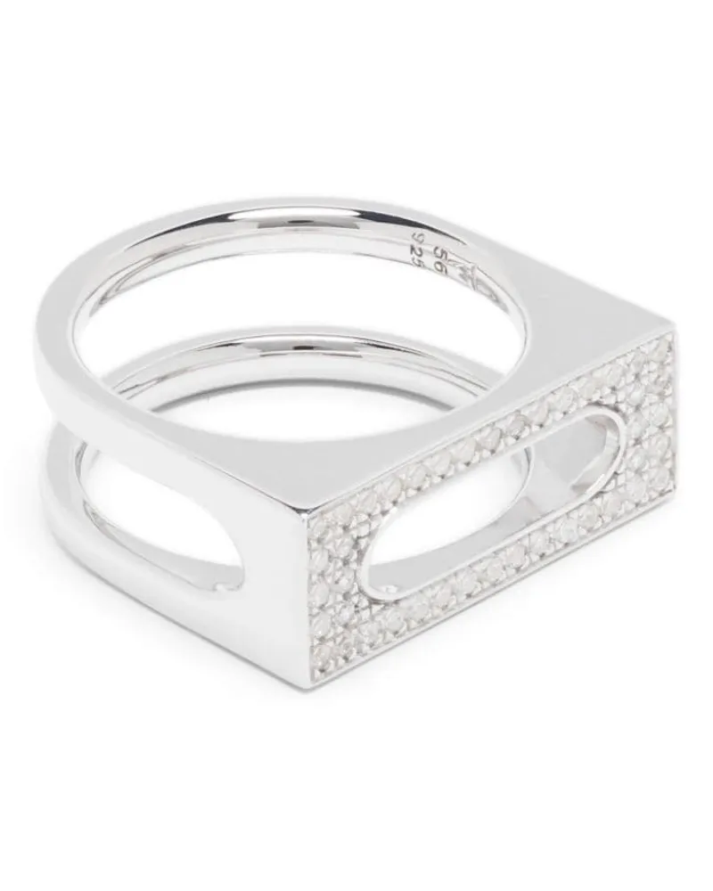 Tom Wood Cage Single Silberring mit Zirkonia Silber