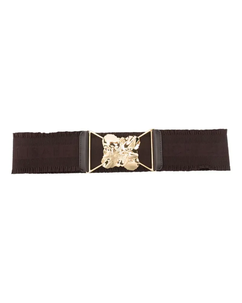 Elisabetta Franchi Gürtel mit floraler Schnalle - Braun Braun