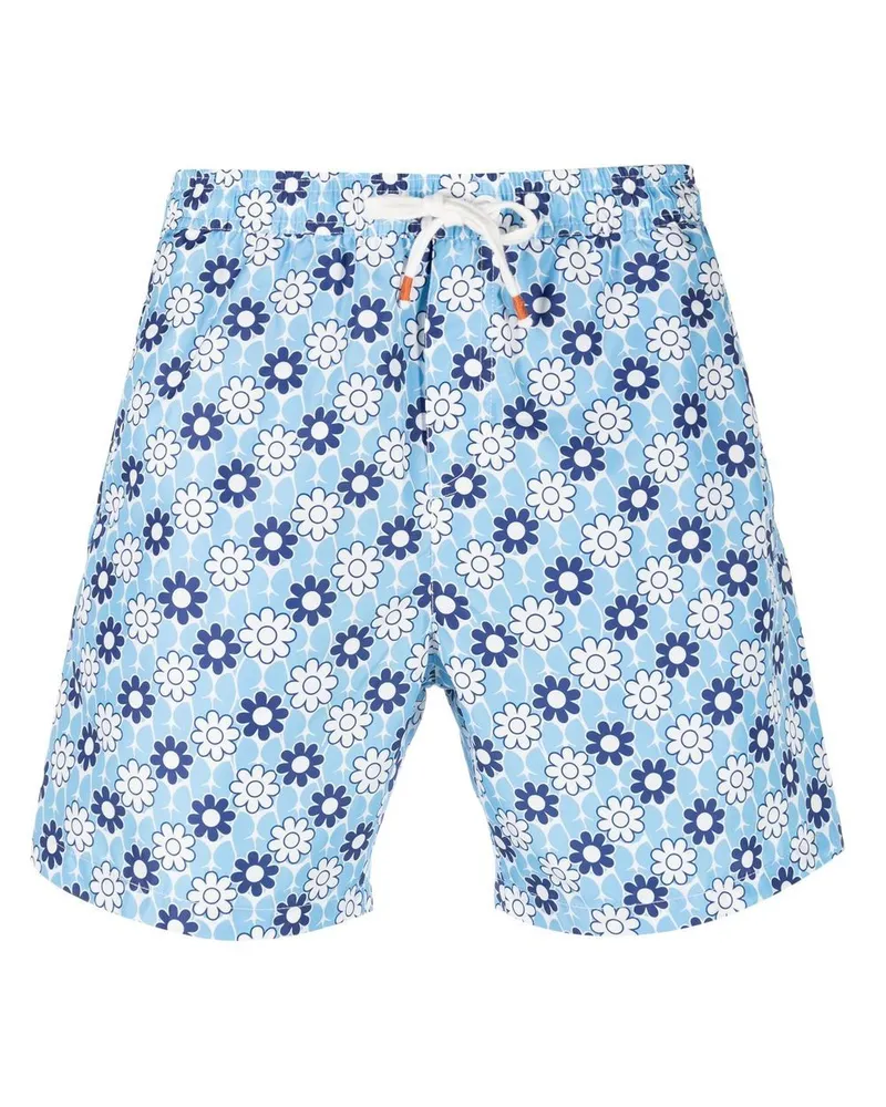 Reina Olga Badeshorts mit Blumen-Print - Blau Blau