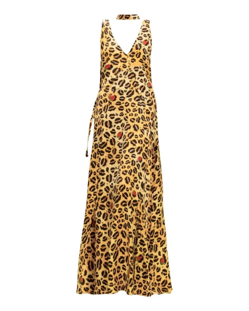 Alessandro Enriquez leopard-print sleeveless maxi dress - Gelb Gelb