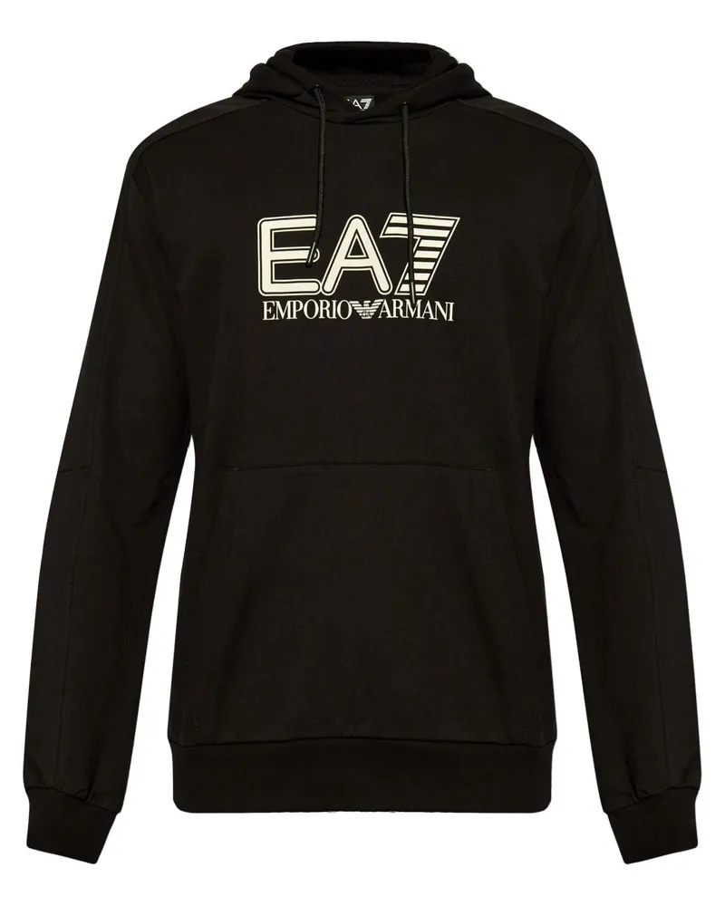 EA7 Hoodie mit Logo-Print Schwarz