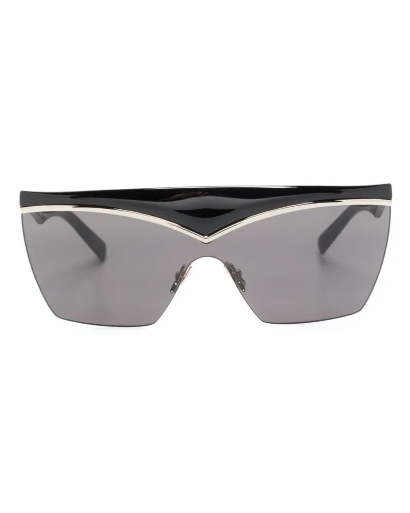 Saint Laurent SL 614 Mask Sonnenbrille mit Shield-Gestell - Schwarz Schwarz