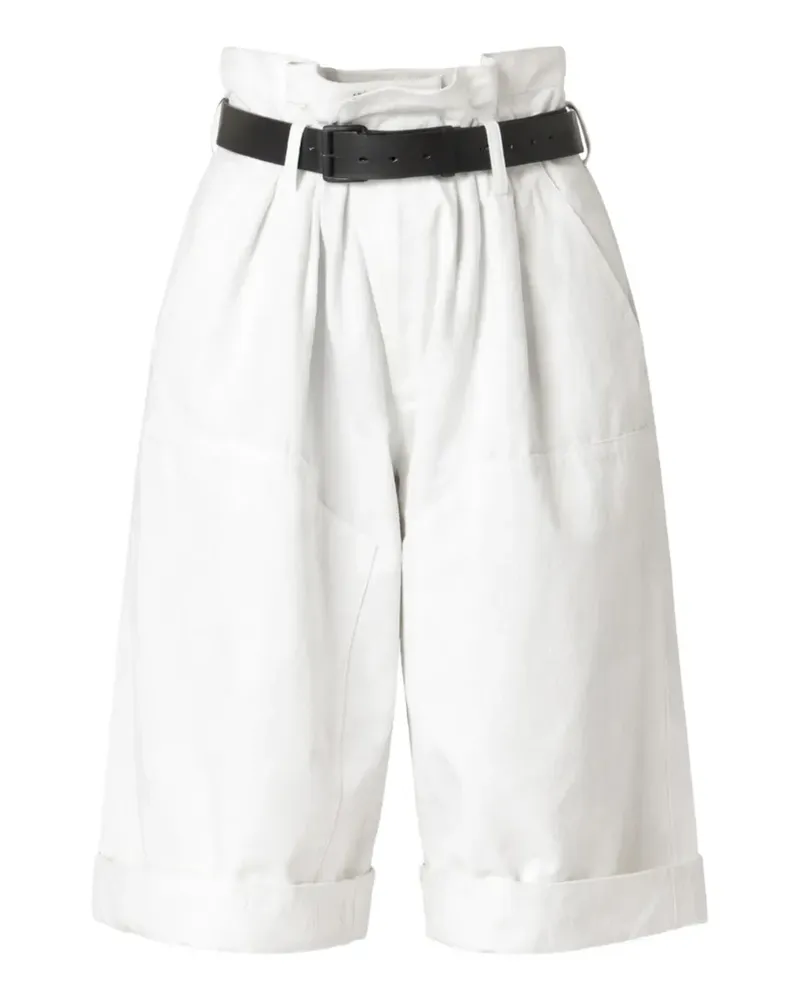 Yohji Yamamoto Hose mit Paperbag-Taille - Weiß Weiß