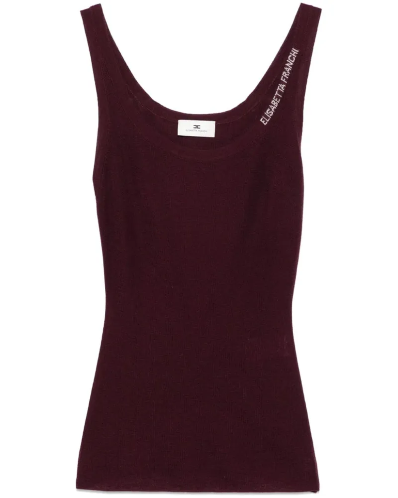 Elisabetta Franchi Gestricktes Top mit Jacquard-Logo - Rot Rot