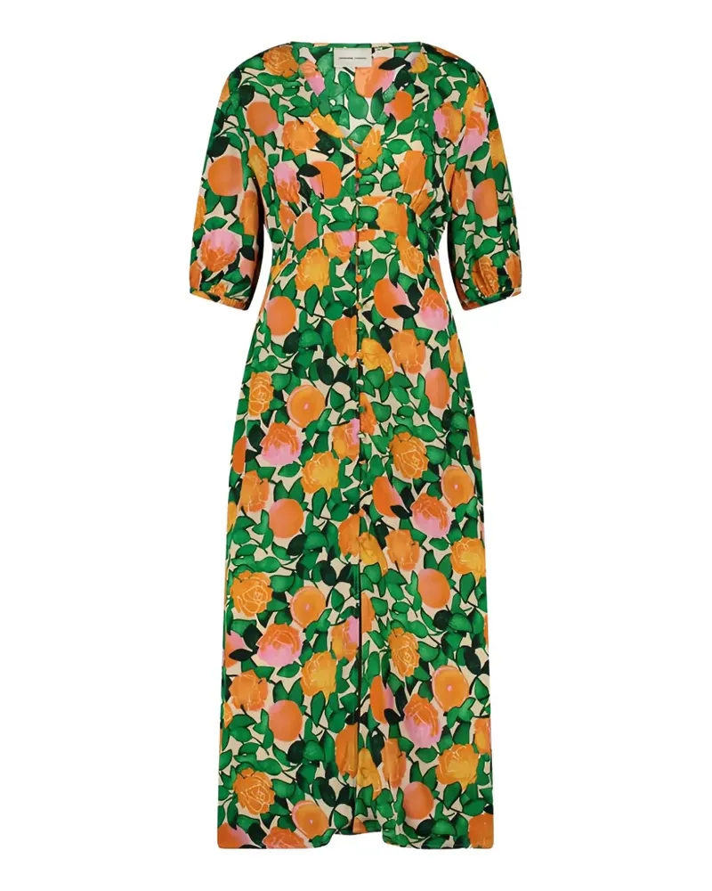 Fabienne Chapot Ana Midikleid mit Früchte-Print - Grün Grün