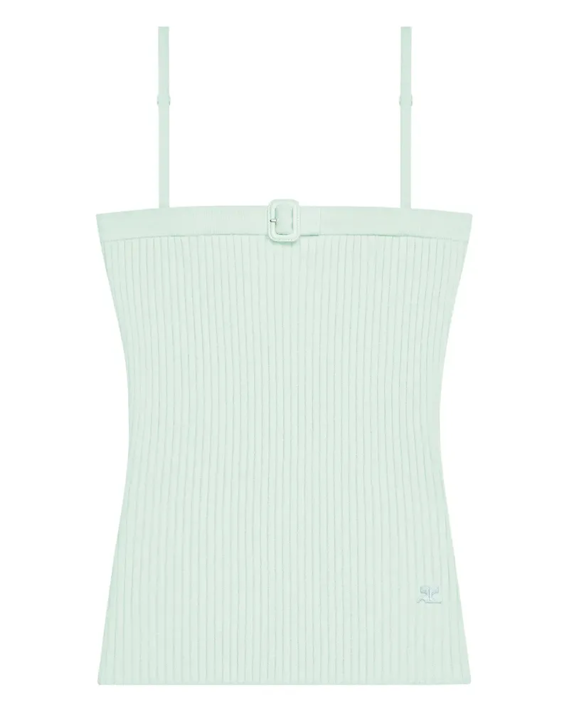 Courrèges Geripptes Strickoberteil mit Schnallendetail - Grün Grün