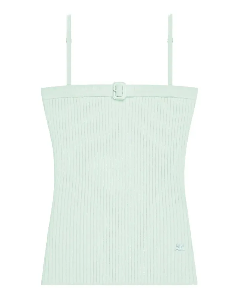 Courrèges Geripptes Strickoberteil mit Schnallendetail - Grün Grün