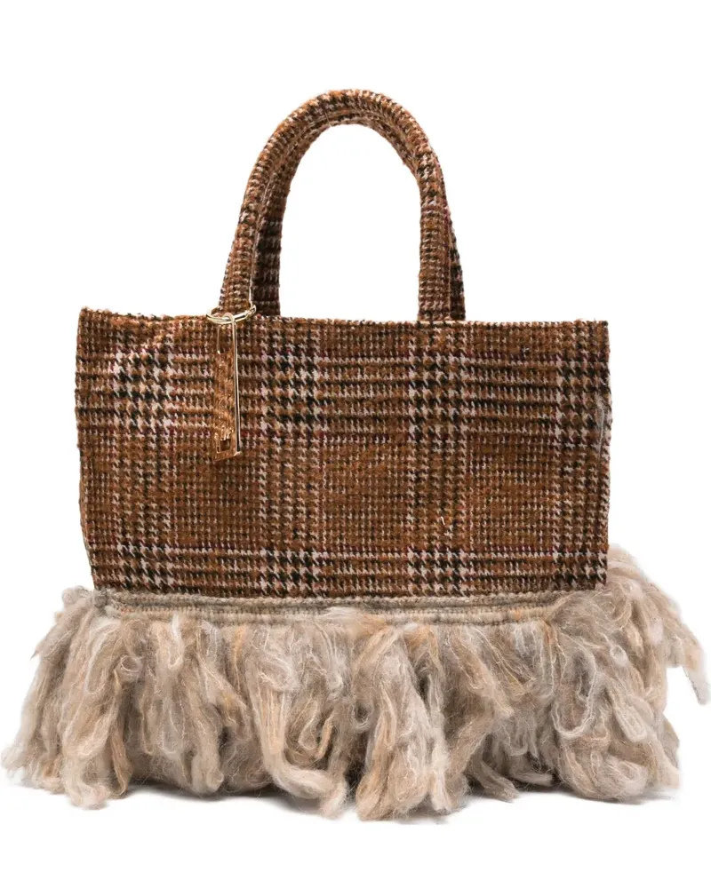 La Milanesa Karierter Tote Bag - Braun Braun