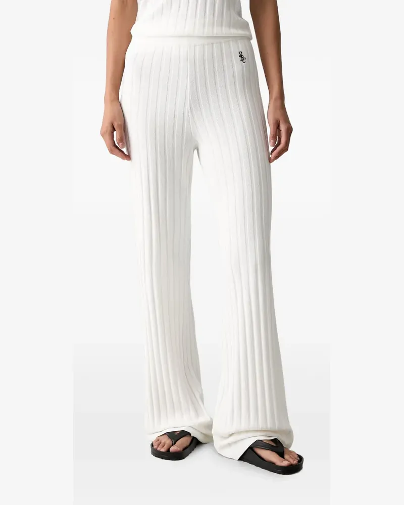 SPORTY & RICH Gerippte Strickhose - Weiß Weiß