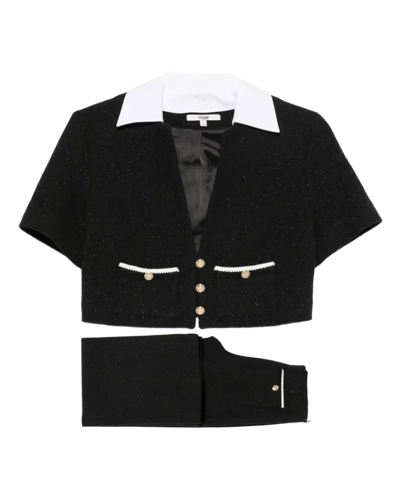 Maje button-detail flared trousers - Schwarz Schwarz