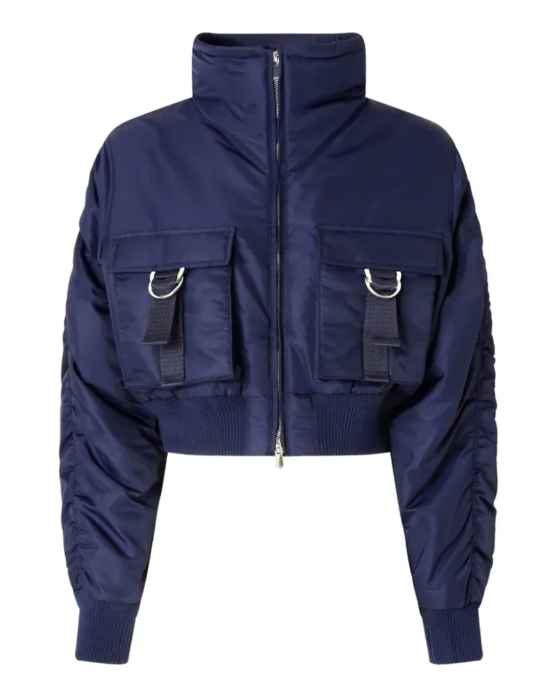 Pinko Kurze Bomberjacke aus technischem Satin - Blau Blau