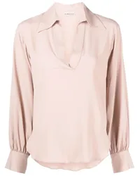 Blanca Drapierte Bluse mit V-Ausschnitt Rosa