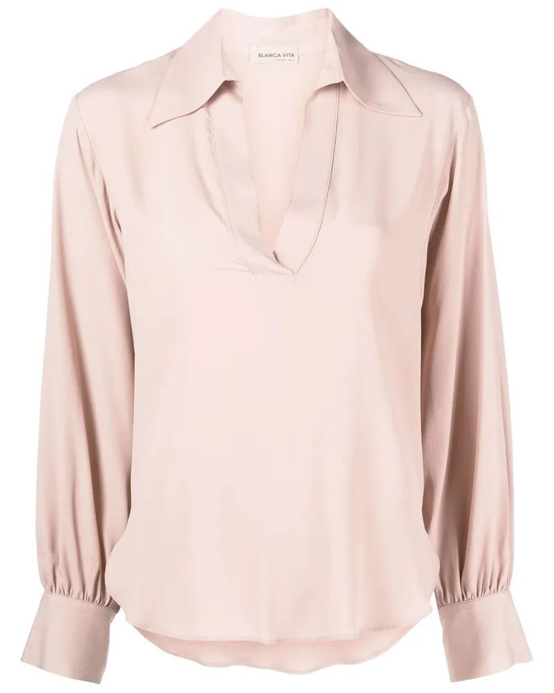 Blanca Drapierte Bluse mit V-Ausschnitt - Rosa Rosa