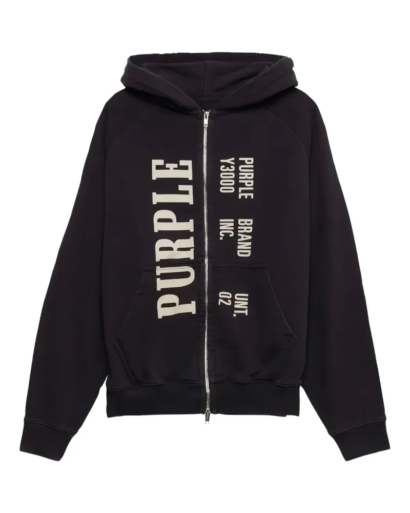 PURPLE BRAND Relic Hoodie mit Zwei-Wege-Reißverschluss - Schwarz Schwarz