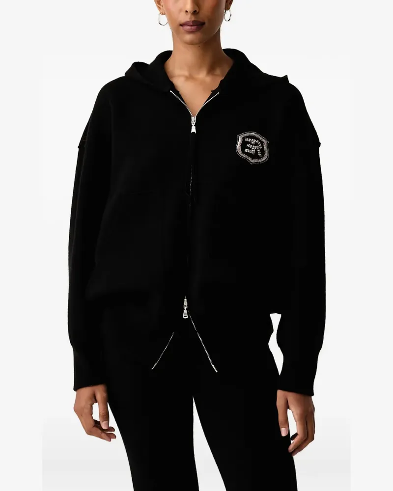 Ermanno Scervino Kapuzenjacke mit Logo-Patch - Schwarz Schwarz