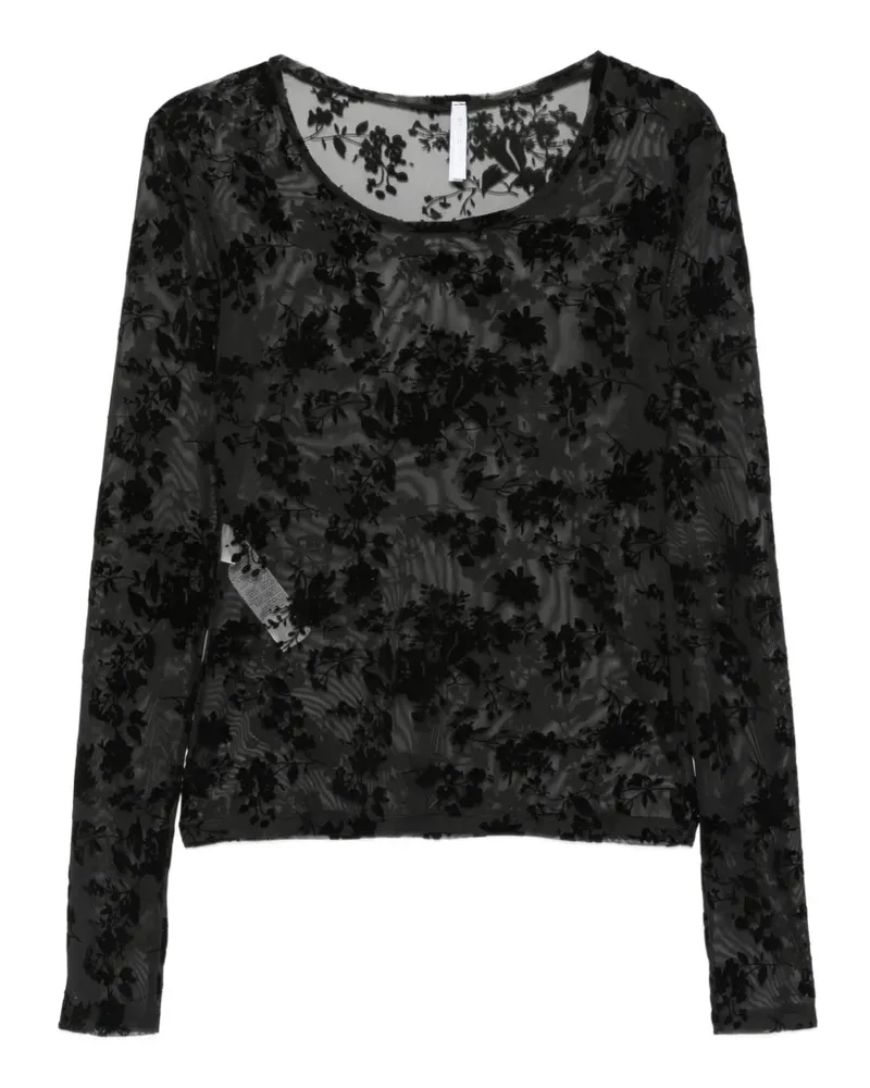 IMPERIAL Langarmshirt mit Blumendevoré - Schwarz Schwarz