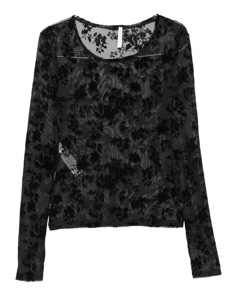 IMPERIAL floral-devoré long-sleeve top - Schwarz Schwarz