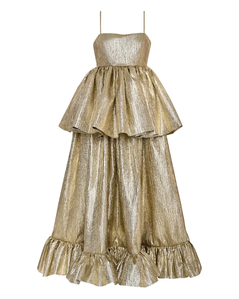ANOUKI Gestuftes Maxikleid im Metallic-Look - Gold Gold