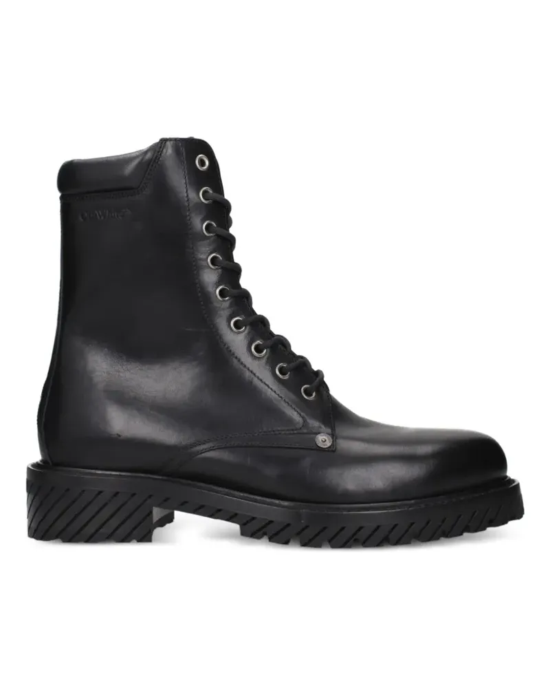OFF-WHITE lace-up leather boots - Schwarz Schwarz
