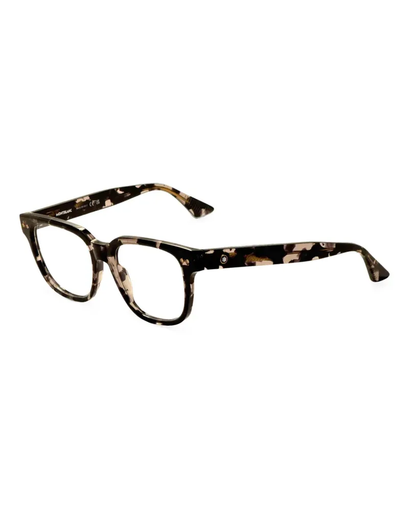 Montblanc Eckige Brille in Schildpattoptik - Schwarz Schwarz