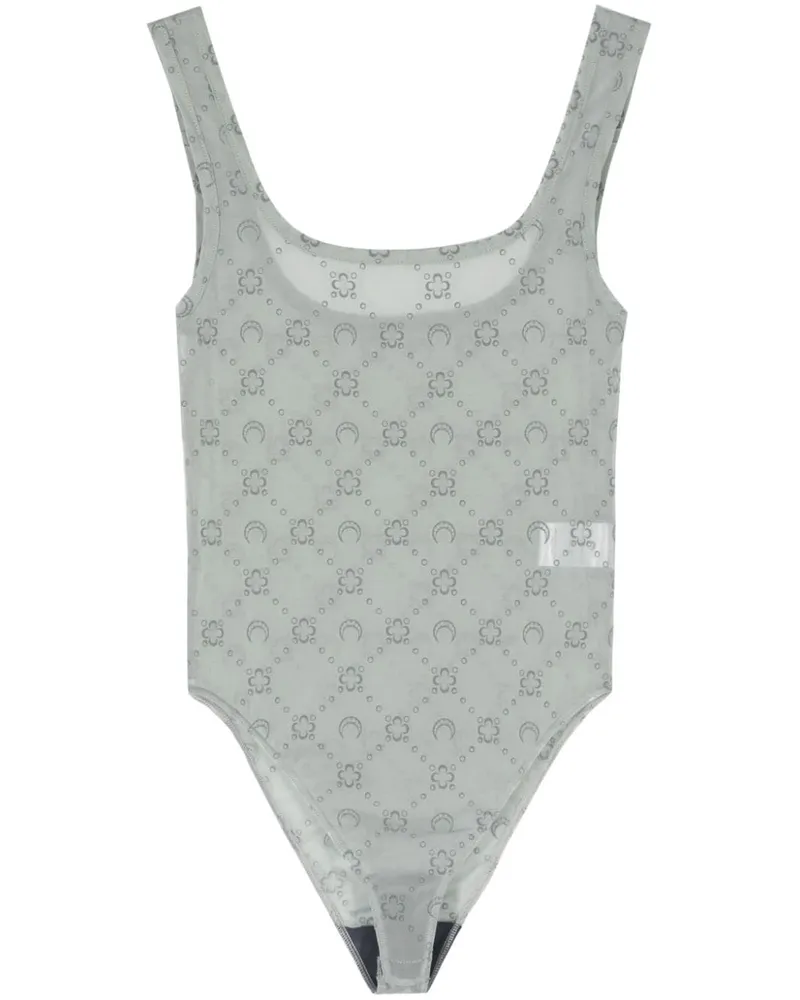 Marine Serre Beflockter Mesh-Body mit Monogramm - Grau Grau