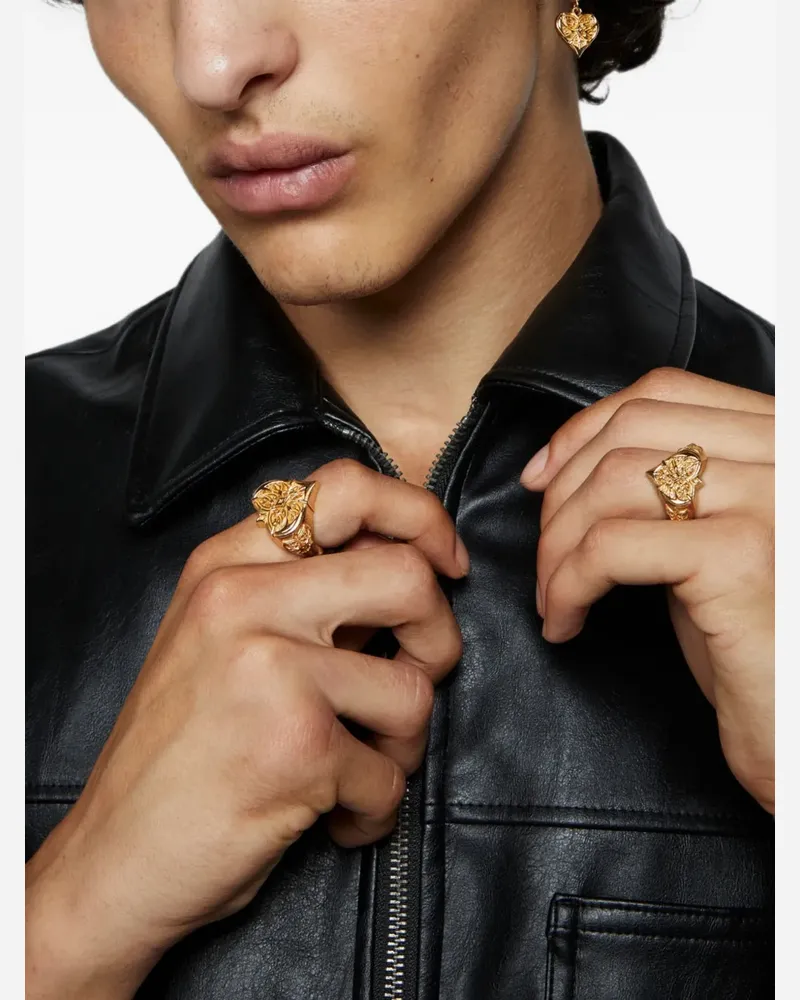 Emanuele Bicocchi Large Notre-Heart ring - Gold Gold