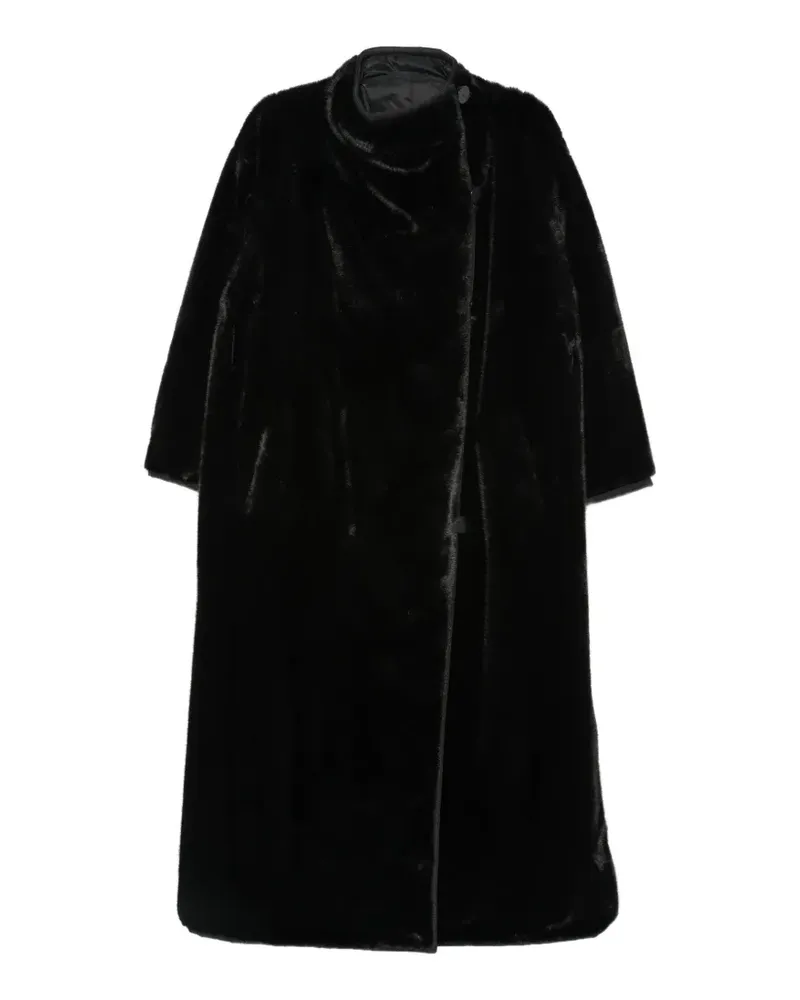 Emporio Armani Mantel aus Faux Fur mit seitlichen Knöpfen - Schwarz Schwarz