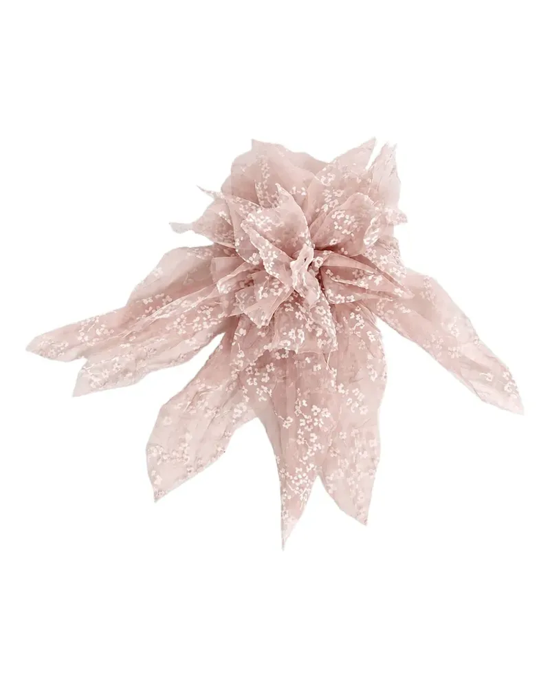Alberta Ferretti Seiden-Brosche mit floralem Print - Rosa Rosa