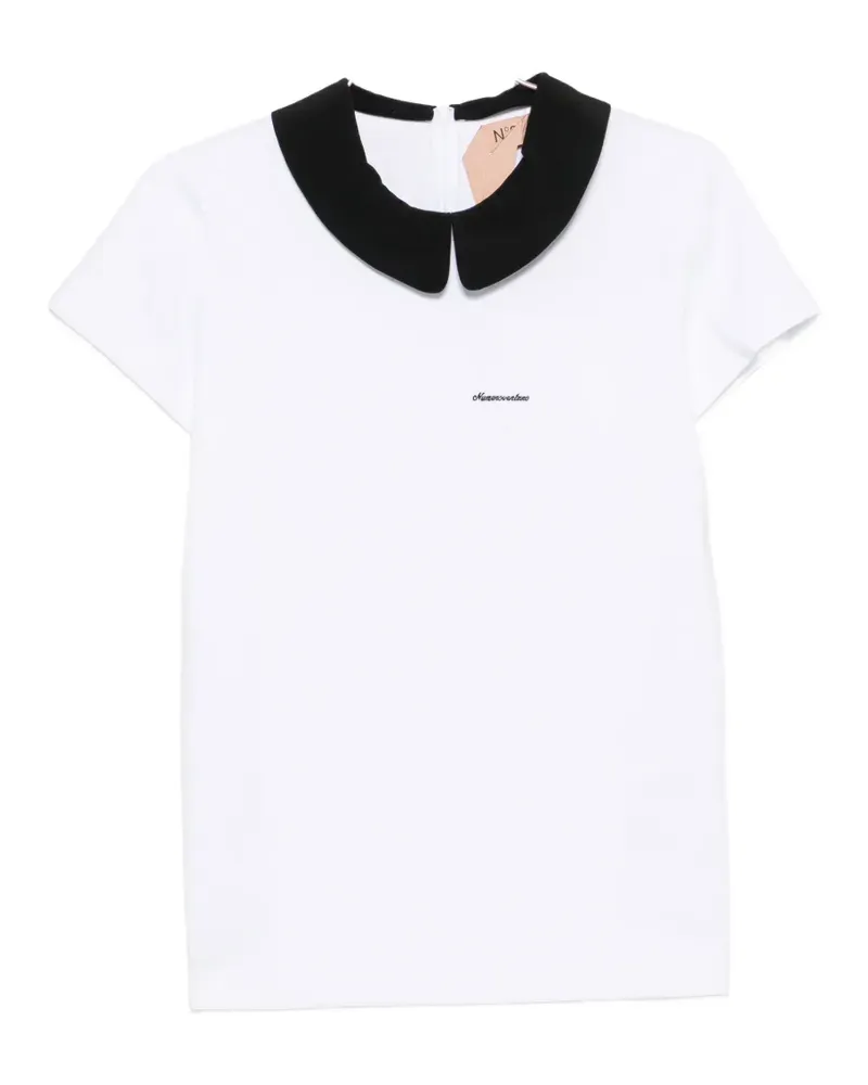 N° 21 T-Shirt mit Bubikragen - Weiß Weiß