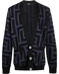 Balmain Cardigan mit Monogramm-Print Blau