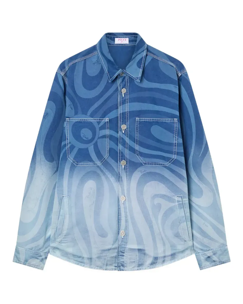 Emilio Pucci Marmo print oversized denim jacket - Blau Blau