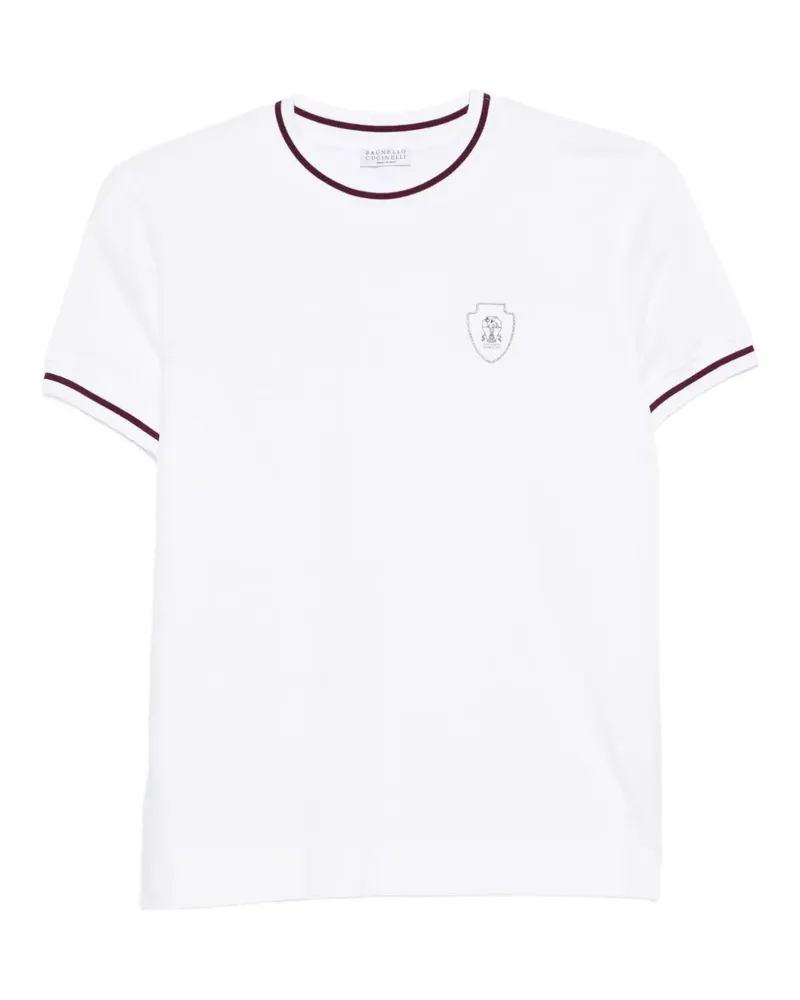 Brunello Cucinelli T-Shirt mit Stickerei - Weiß Weiß