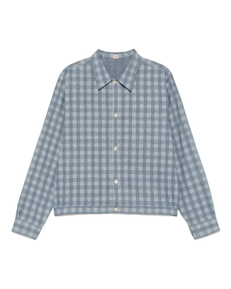 Taiga Takahashi Karierte Hemdjacke - Blau Blau