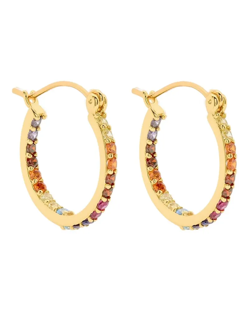 CRYSTAL HAZE mini Serena rainbow gemstone hoops - Gold Gold