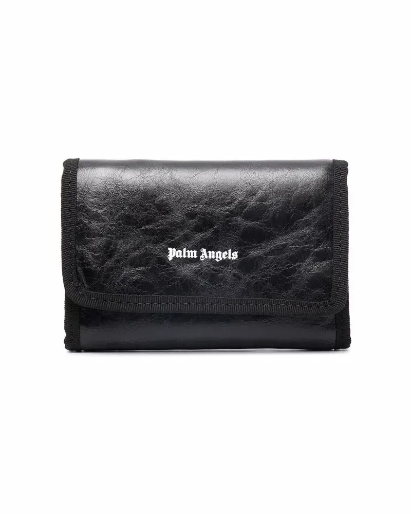 Palm Angels Portemonnaie mit Knitteroptik - Schwarz Schwarz