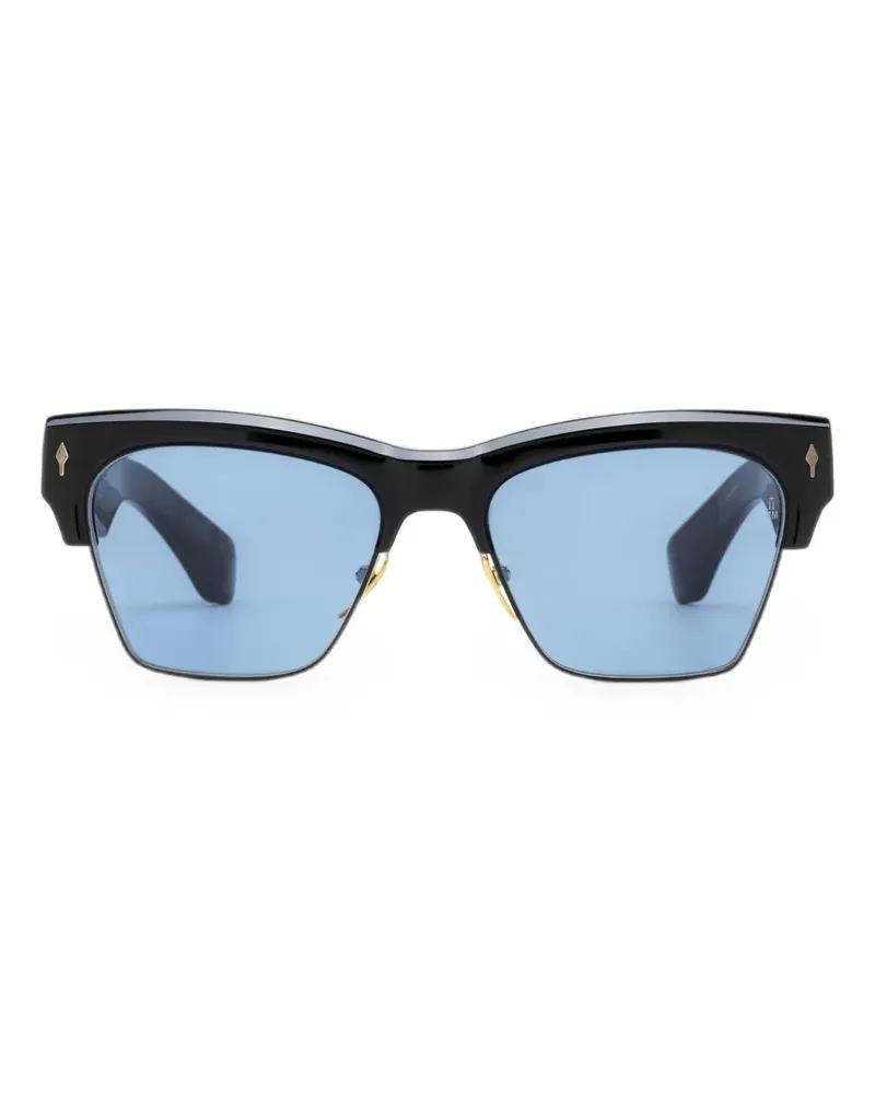 Jacques Marie Mage Bugsy Sonnenbrille mit Brauensteg - Schwarz Schwarz