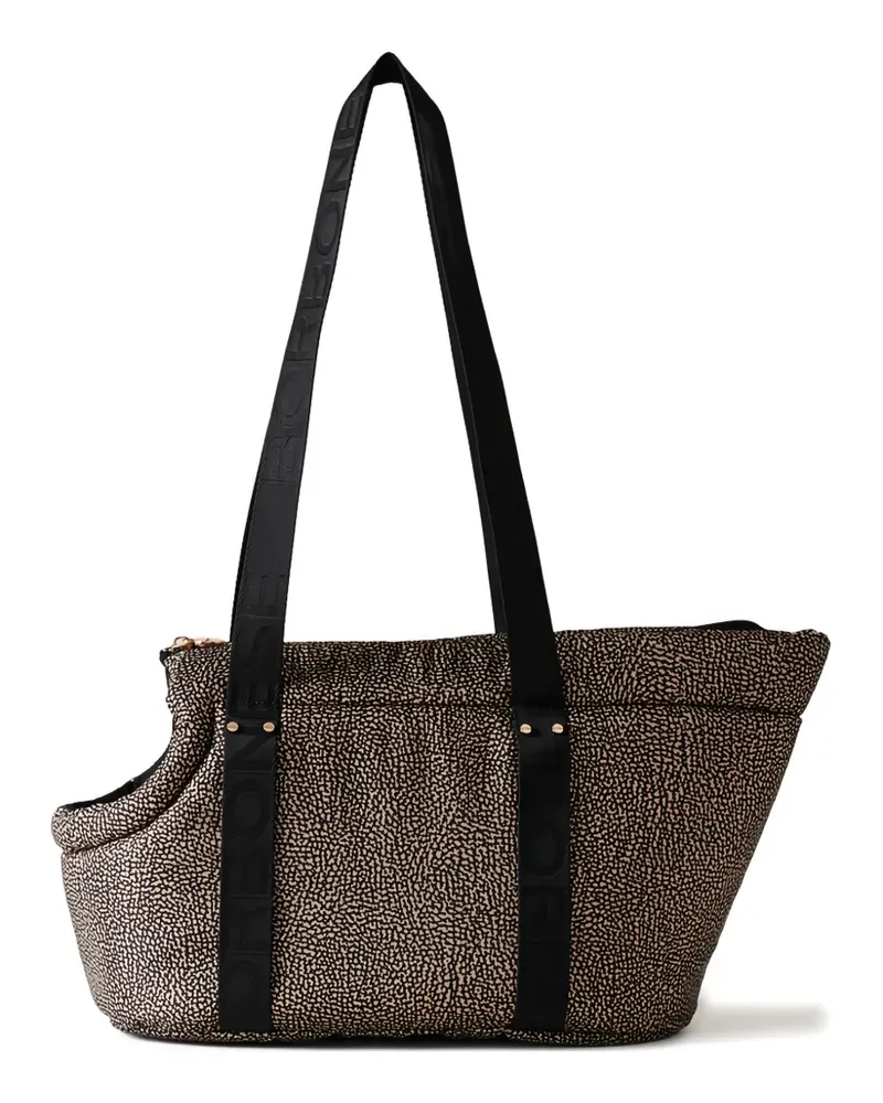 Borbonese dotted detail shoulder bag - Nude Nude