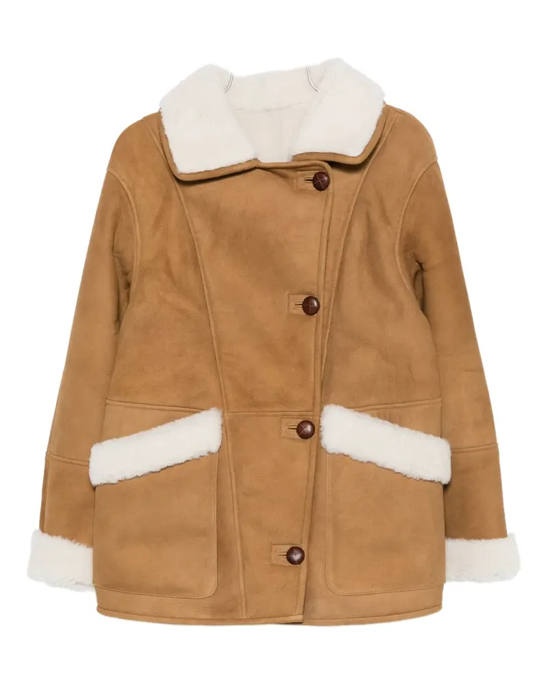 IRO single-breasted shearling jacket - Nude Nude