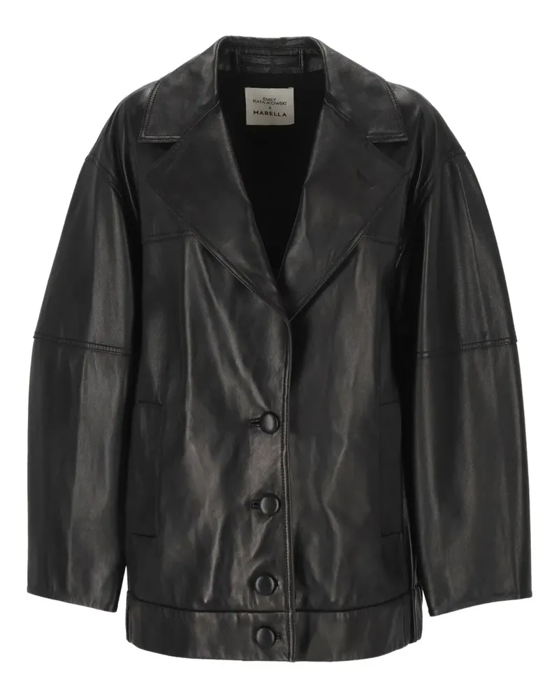 MARELLA blazer-inspired leather jacket - Schwarz Schwarz