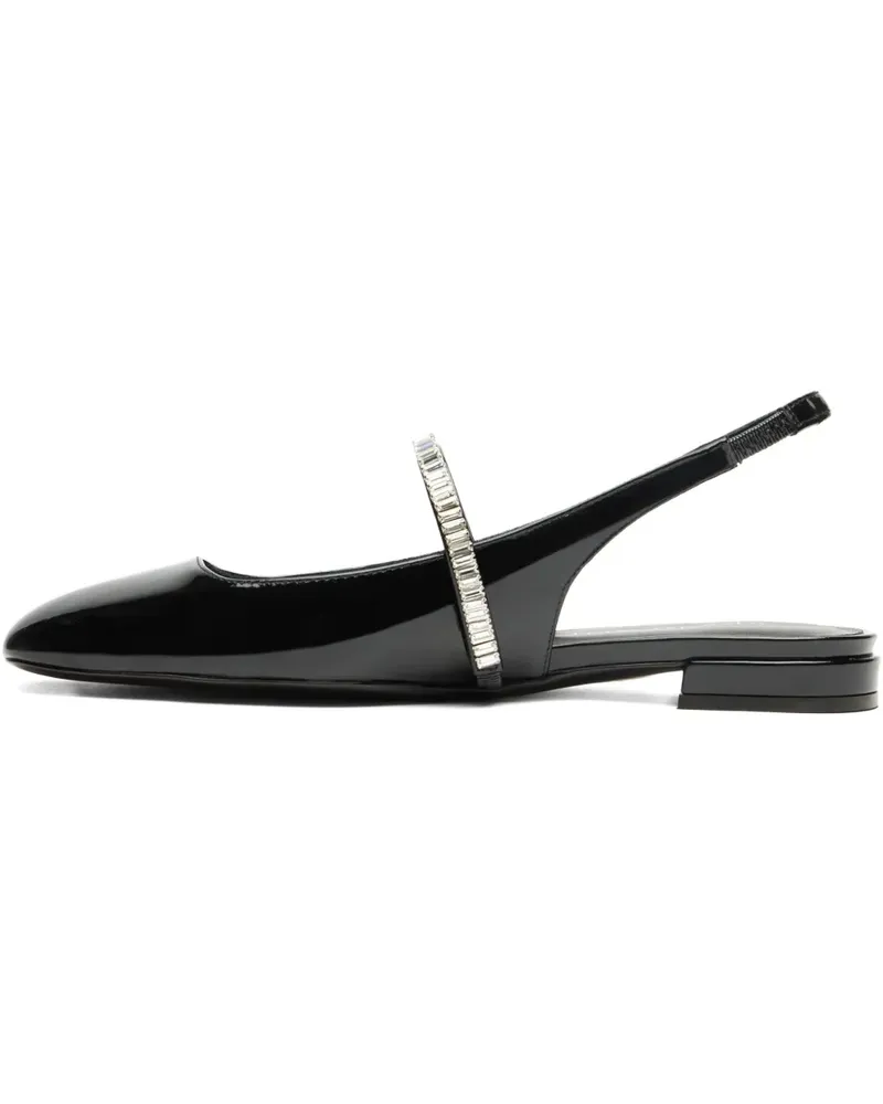Stuart Weitzman Flache Slingback-Pumps mit Kristallen - Schwarz Schwarz
