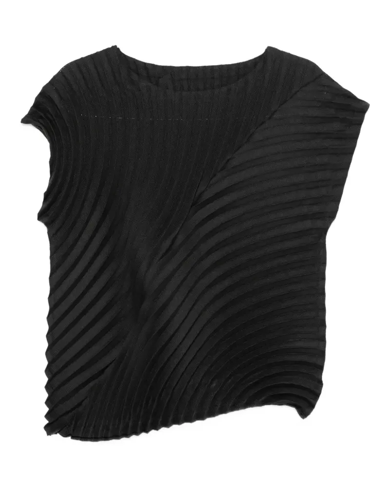 Issey Miyake Top mit Falten - Schwarz Schwarz