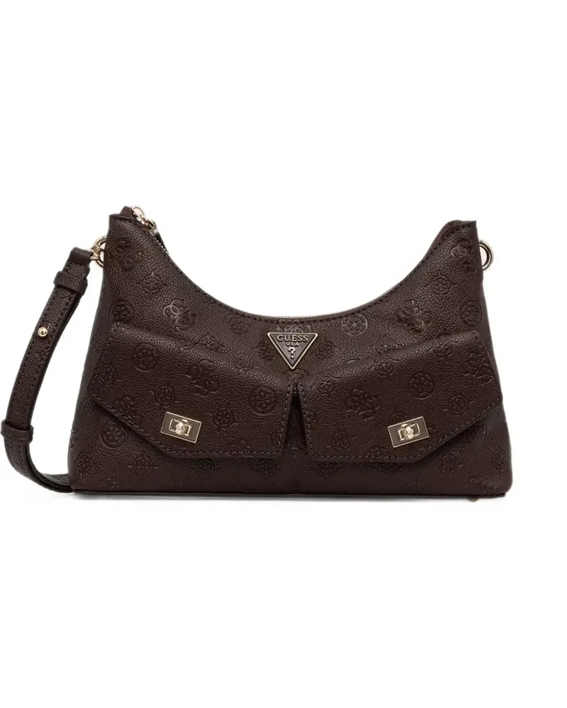 Guess Blake logo-embossed pocket-detail shoulder bag - Braun Braun
