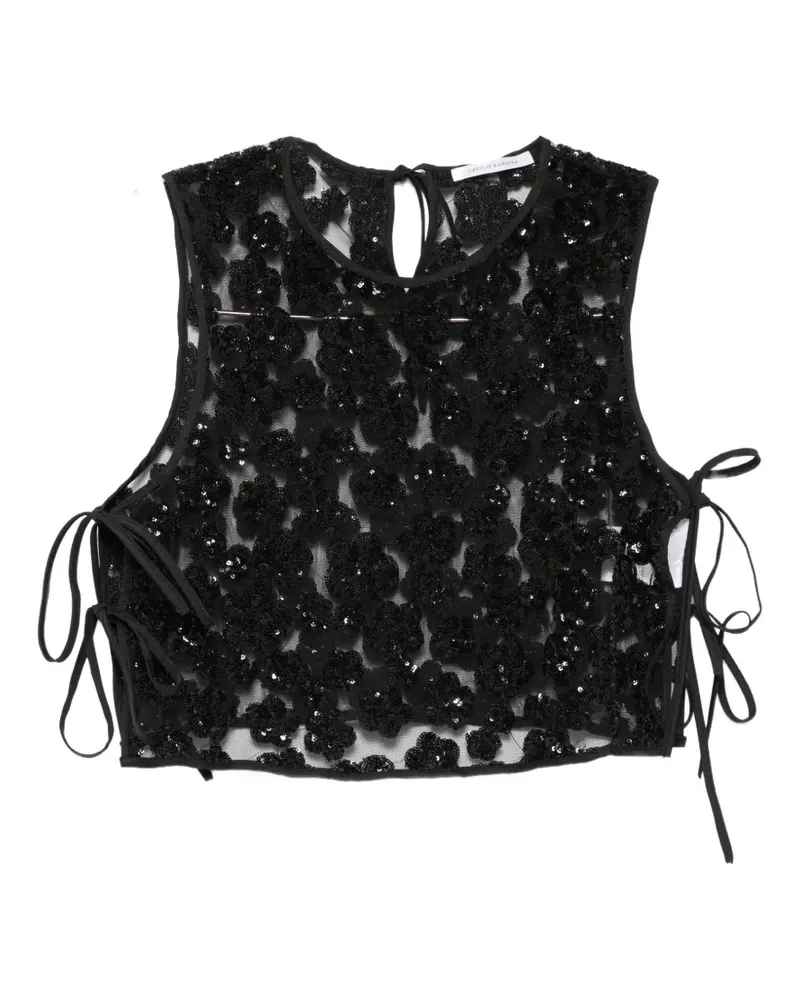 Cecilie Bahnsen Feeba sequin-embellished floral top - Schwarz Schwarz