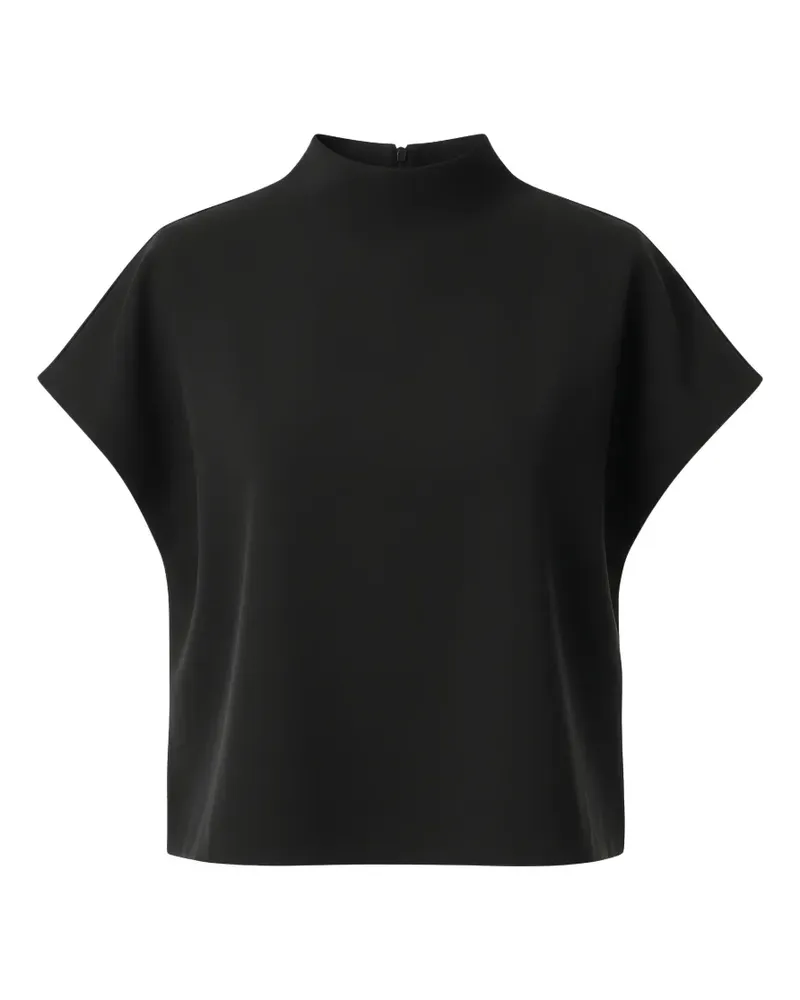 Black Label high-neck short-sleeve blouse - Schwarz Schwarz