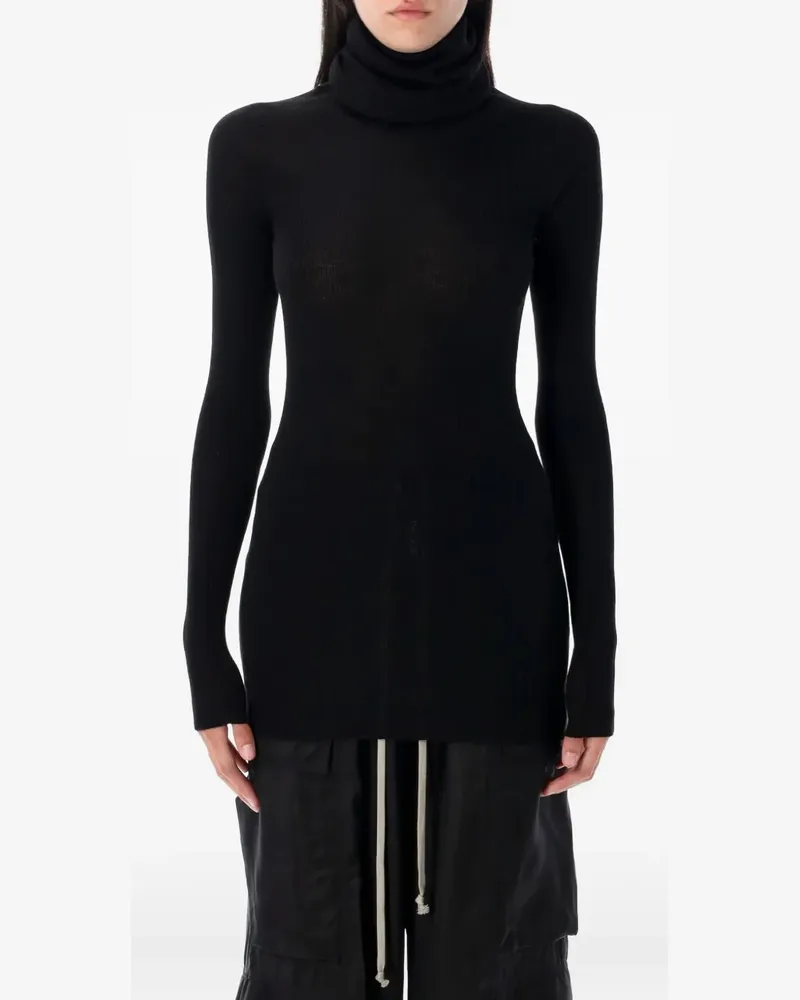 Rick Owens Geripptes Rollkragenoberteil - Schwarz Schwarz