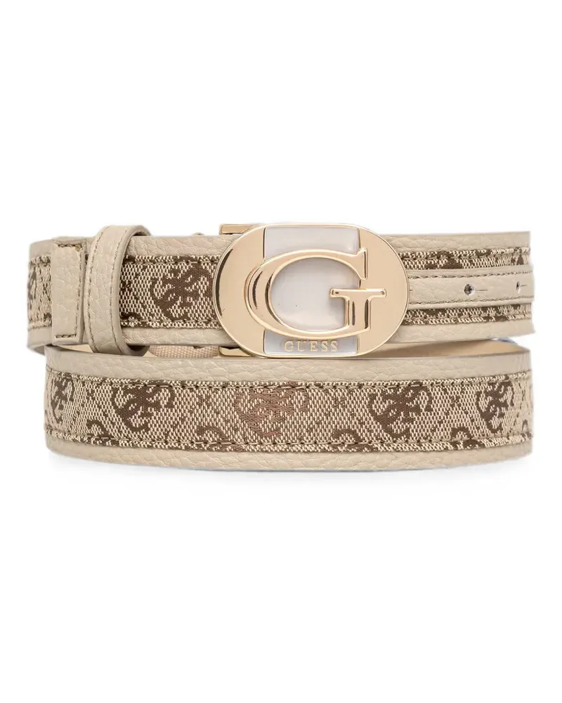 Guess Jessa monogram-print logo-plaque belt - Nude Nude